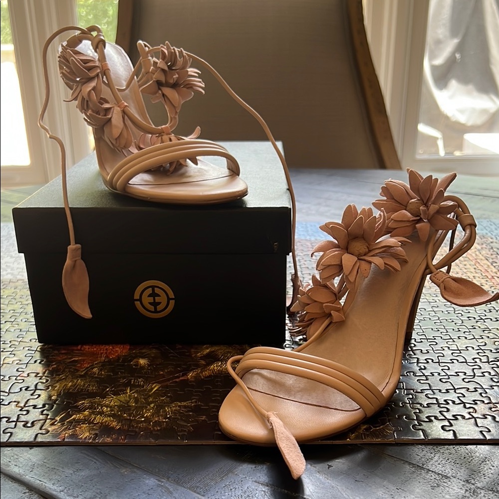 Elegant Pale Pink Floral High Heels